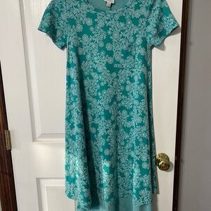 Teal Floral Short Sleeve Dress